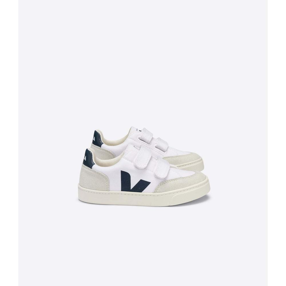 Kids\' Veja V-12 CANVAS Shoes White | ZA 806DFM